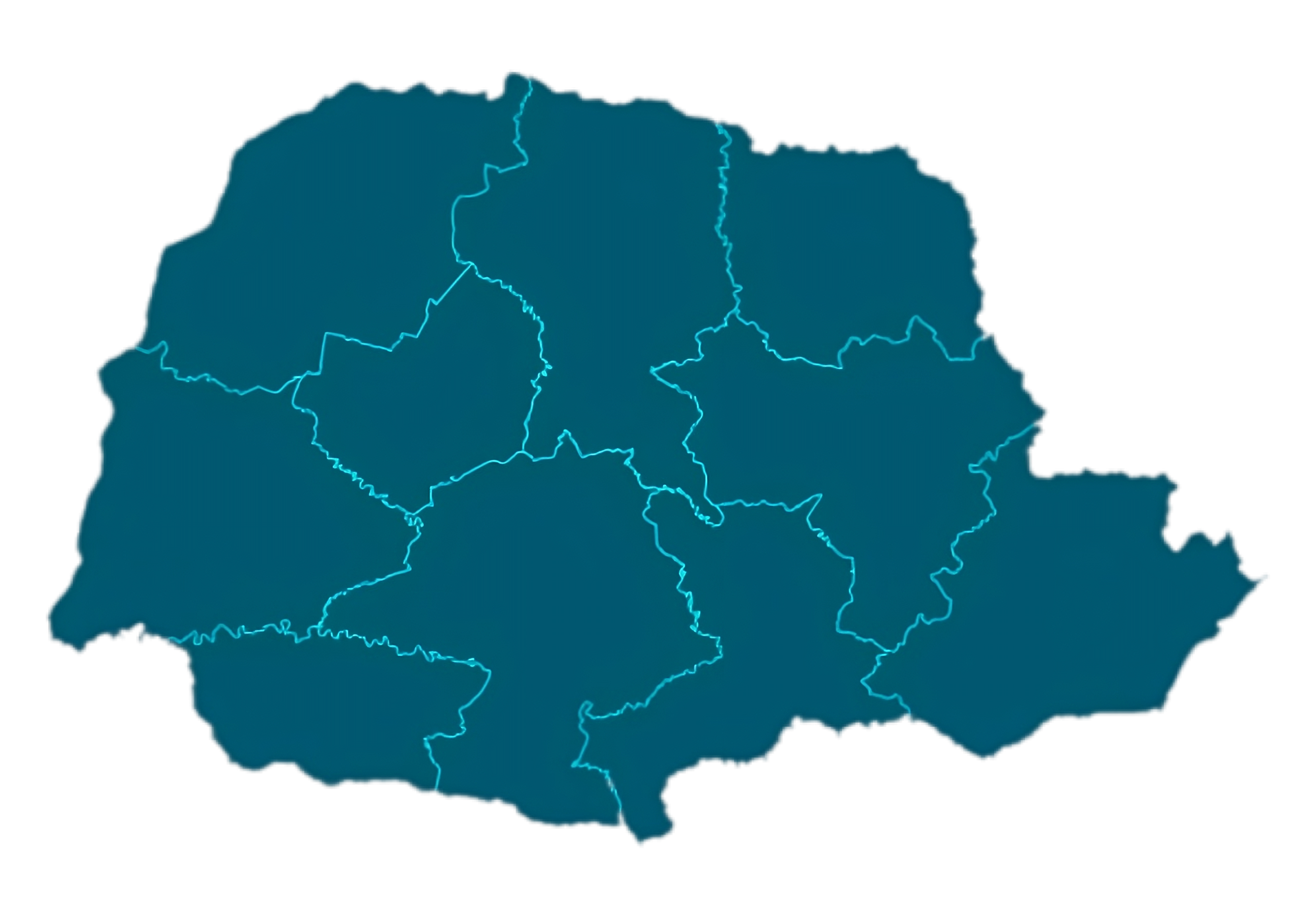 Mapa do Paraná com a localização dos associados da Reinova